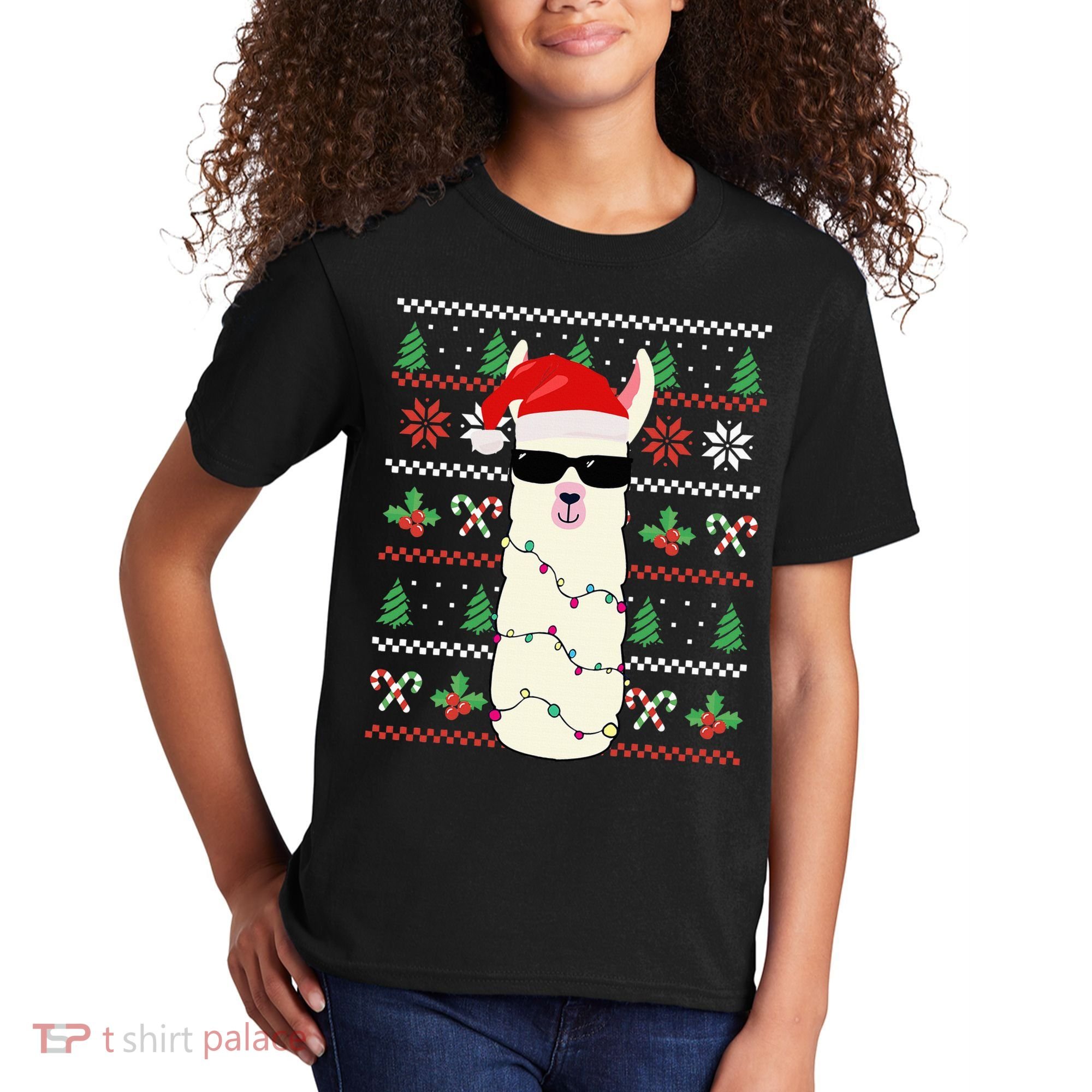 Festive Holiday Lama Sweater Festive Kids T-Shirt