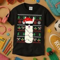 Festive Holiday Lama Sweater Festive Kids T-Shirt thumb 3