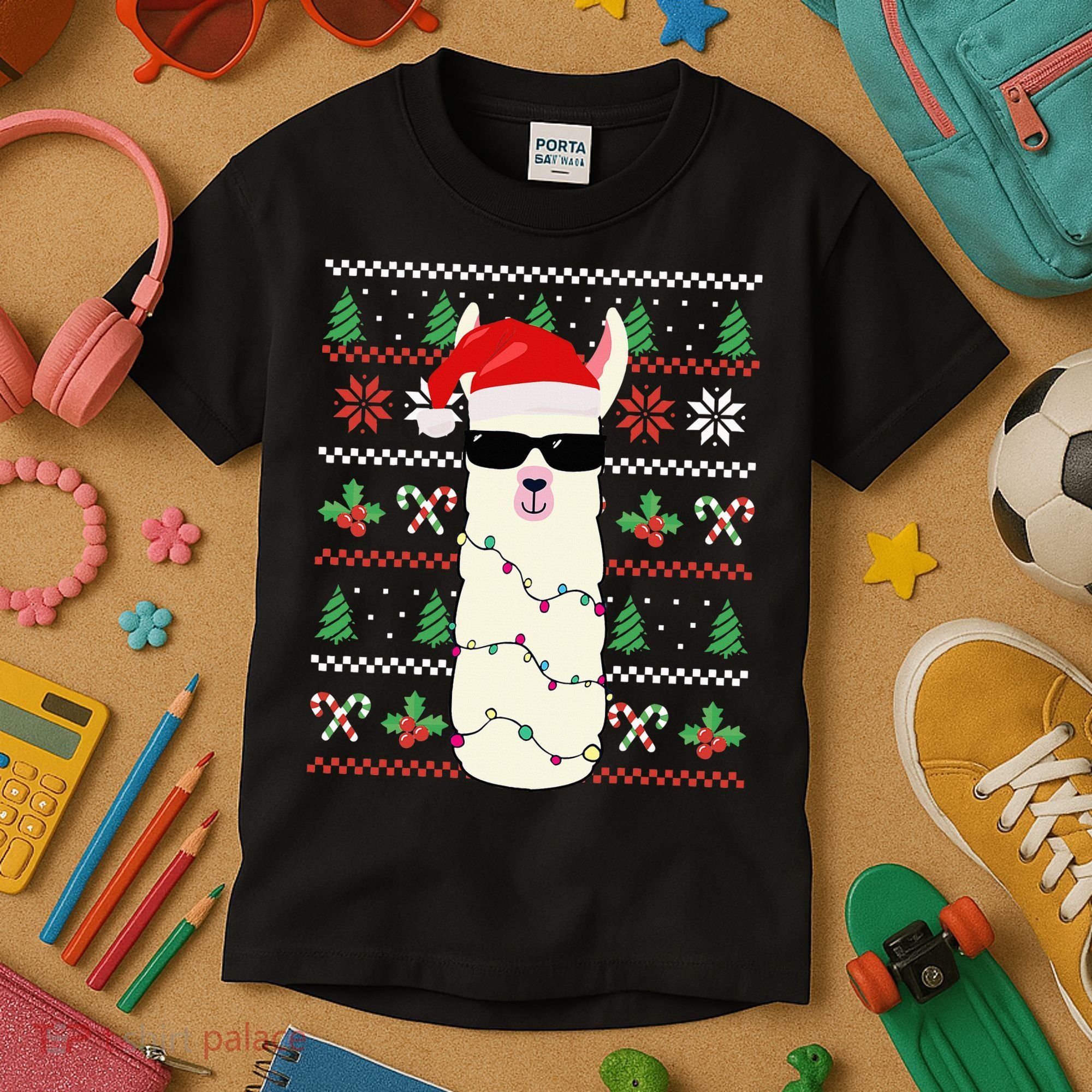 Festive Holiday Lama Sweater Festive Kids T-Shirt