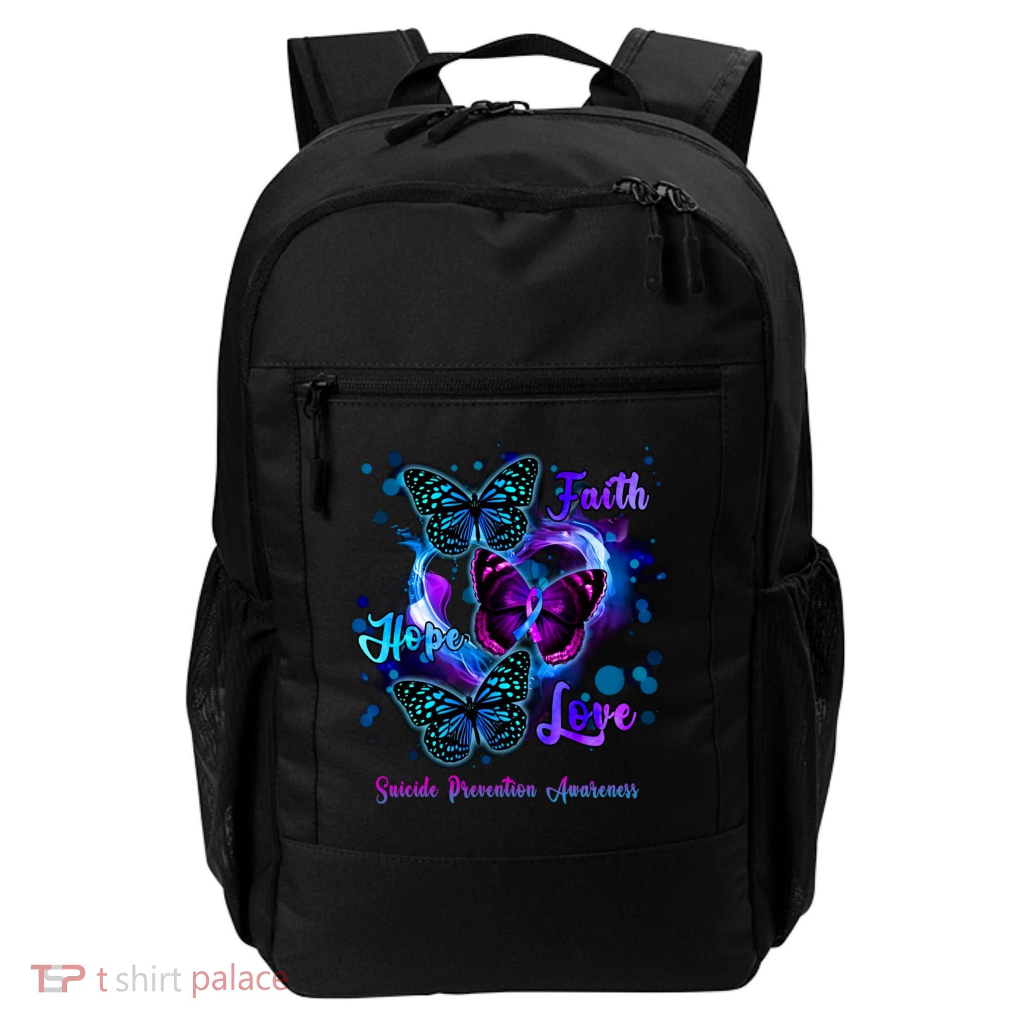 Faith Hope Love Butterfly Suicide Prevention Awareness Backpack