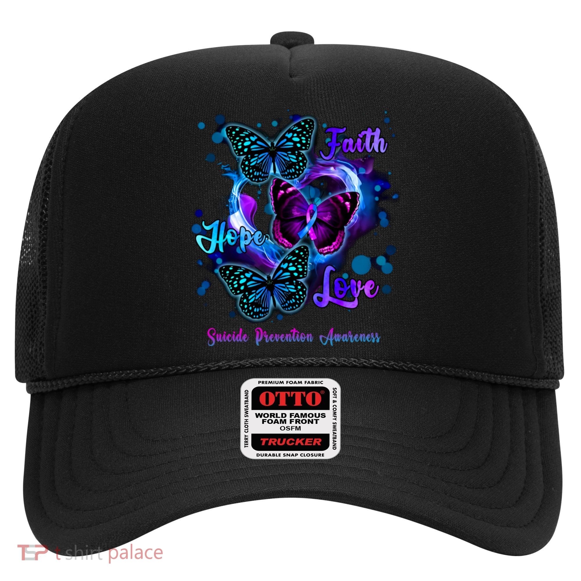 Faith Hope Love Butterfly Suicide Prevention Awareness Hat