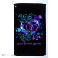 Faith Hope Love Butterfly Suicide Prevention Awareness Golf Towel thumb 0
