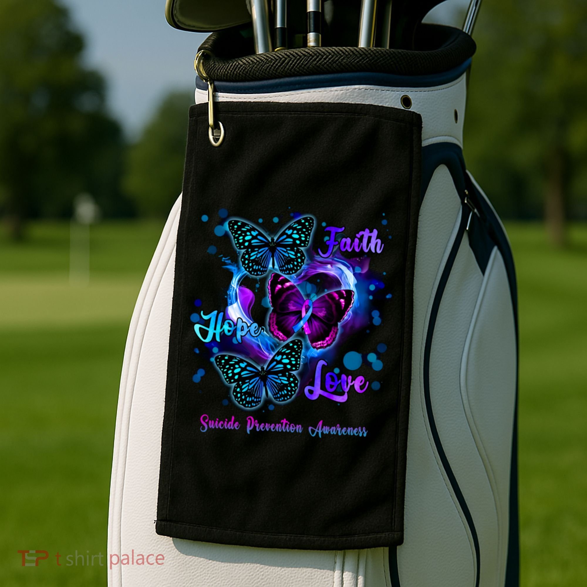 Faith Hope Love Butterfly Suicide Prevention Awareness Golf Towel