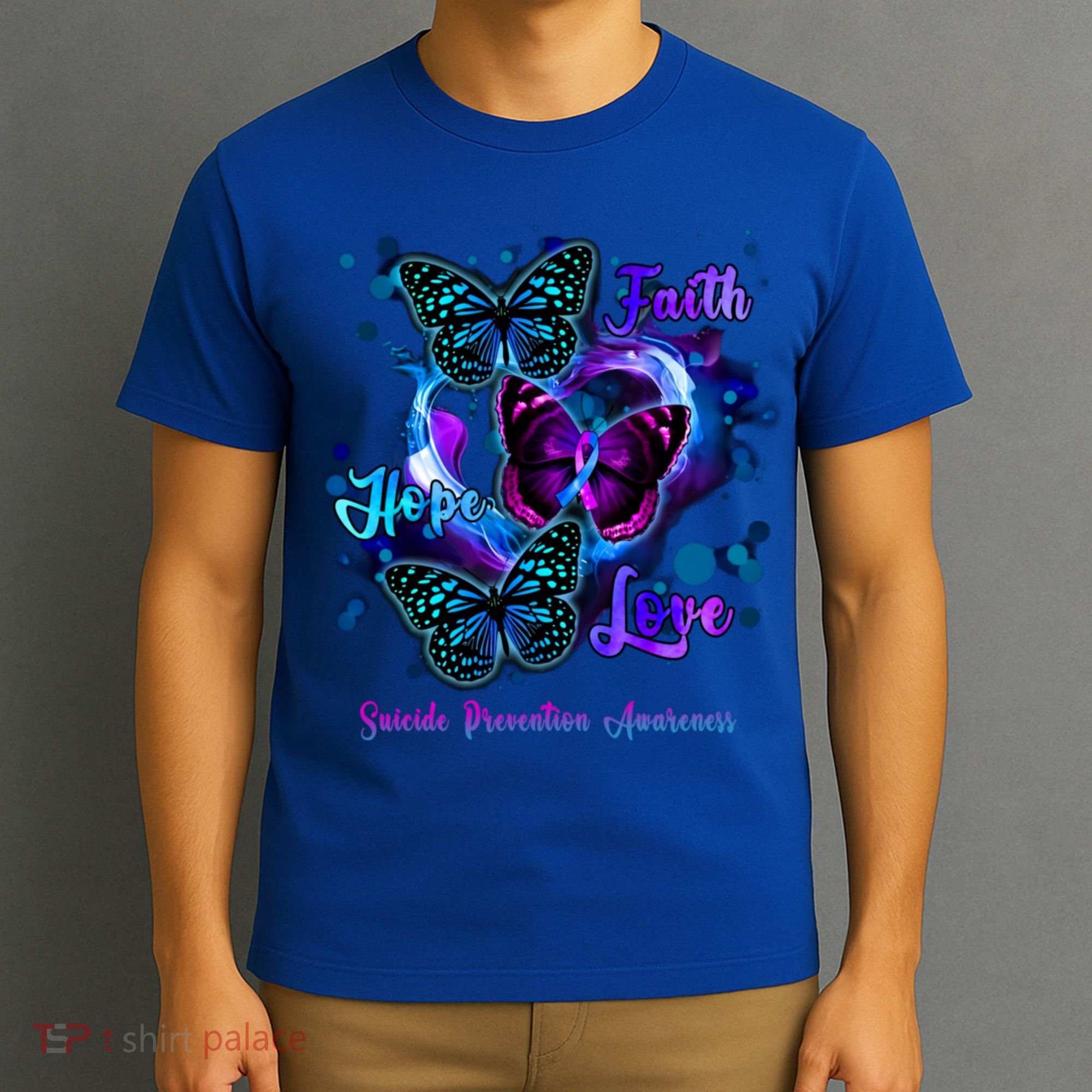 Faith Hope Love Butterfly Suicide Prevention Awareness T-Shirt