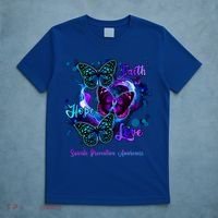 Faith Hope Love Butterfly Suicide Prevention Awareness T-Shirt thumb 5