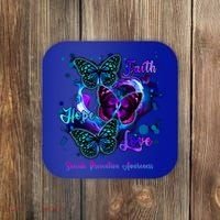 Faith Hope Love Butterfly Suicide Prevention Awareness Coaster thumb 0