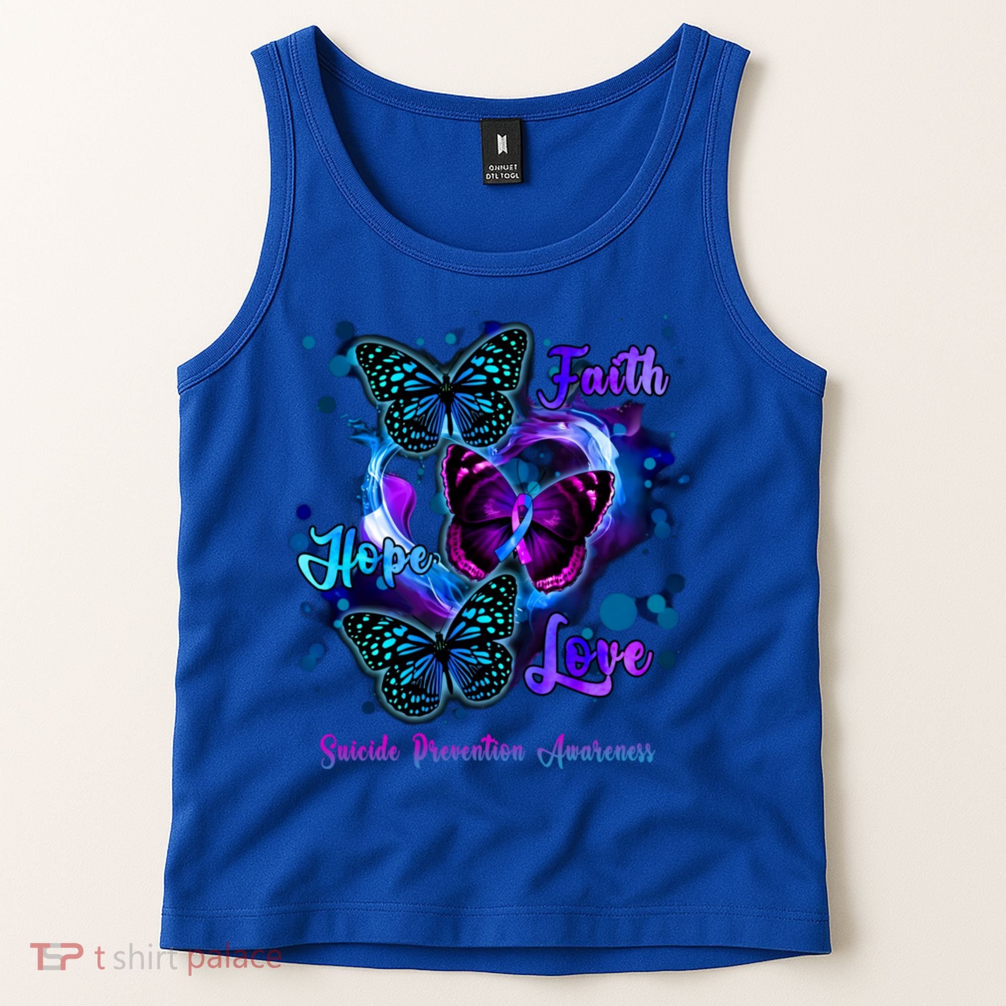 Faith Hope Love Butterfly Suicide Prevention Awareness Tank Top