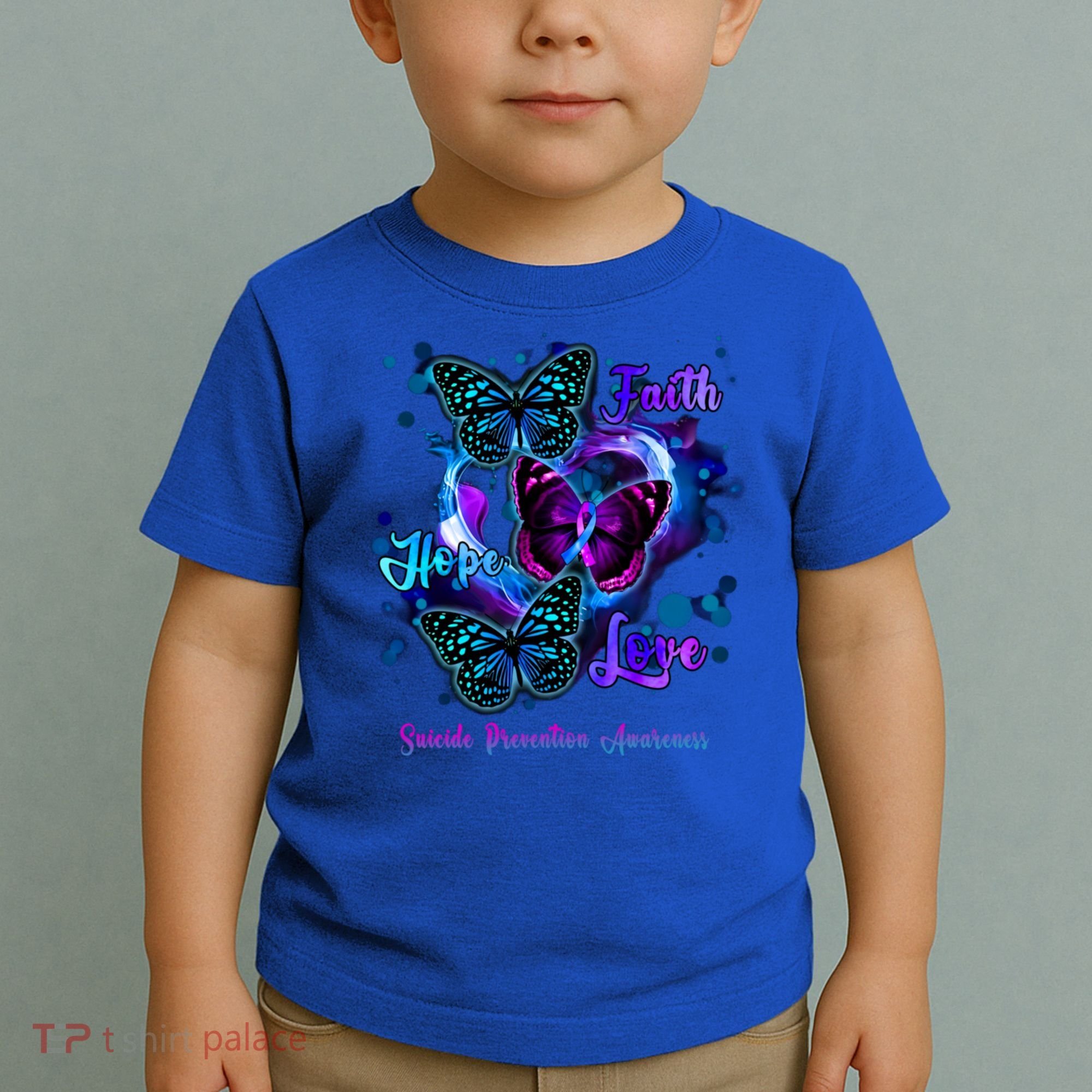 Faith Hope Love Butterfly Suicide Prevention Awareness Toddler T-Shirt