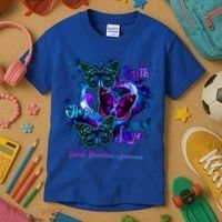 Faith Hope Love Butterfly Suicide Prevention Awareness Kids T-Shirt thumb 3