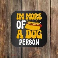Funny Hotdog Lover I'm More A Dog Person Coaster thumb 0