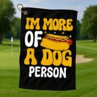 Funny Hotdog Lover I'm More A Dog Person Golf Towel thumb 1