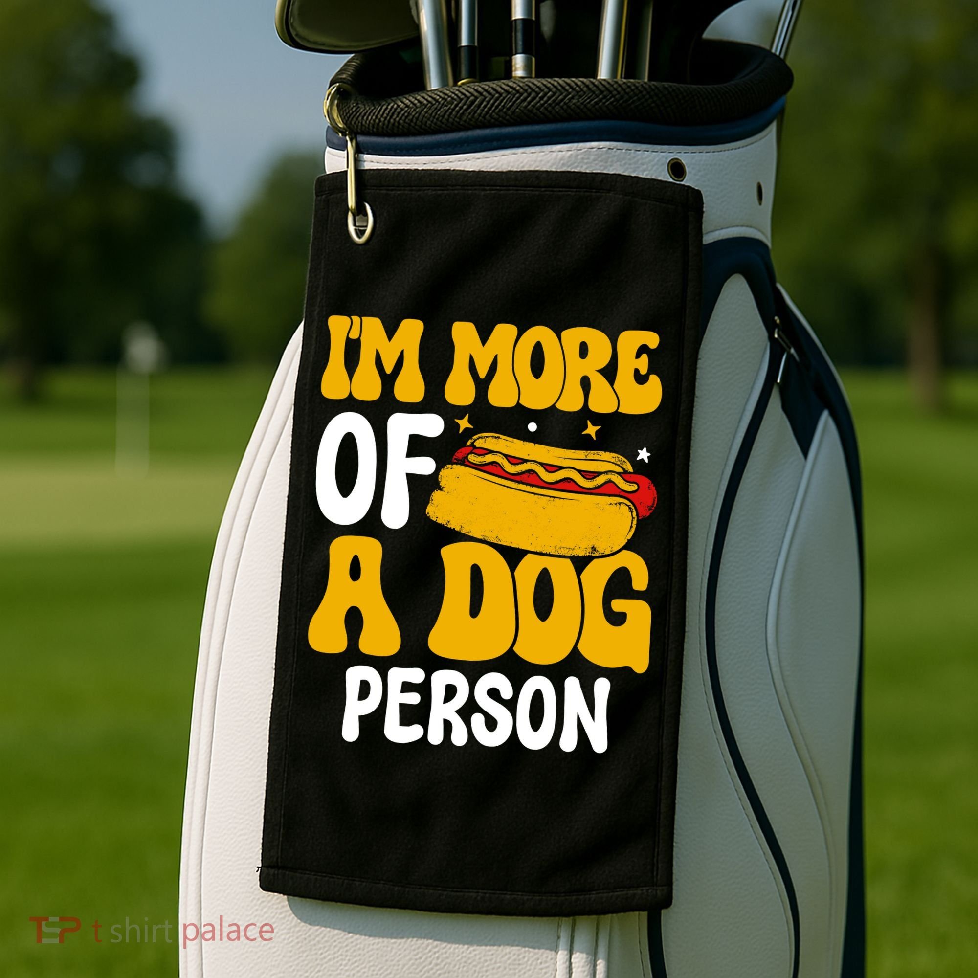 Funny Hotdog Lover I'm More A Dog Person Golf Towel