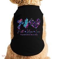 Faith Hope Love Ribbon Thyroid Cancer Awareness Doggie Tank thumb 0