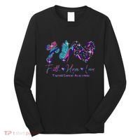 Faith Hope Love Ribbon Thyroid Cancer Awareness Long Sleeve Shirt thumb 0
