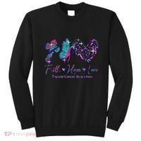 Faith Hope Love Ribbon Thyroid Cancer Awareness Sweatshirt thumb 0