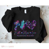 Faith Hope Love Ribbon Thyroid Cancer Awareness Sweatshirt thumb 2