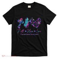 Faith Hope Love Ribbon Thyroid Cancer Awareness T-Shirt thumb 0