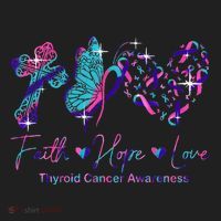 Faith Hope Love Ribbon Thyroid Cancer Awareness Beanie thumb 2