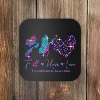 Faith Hope Love Ribbon Thyroid Cancer Awareness Coaster thumb 0