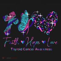 Faith Hope Love Ribbon Thyroid Cancer Awareness Women's Hoodie thumb 2