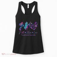 Faith Hope Love Ribbon Thyroid Cancer Awareness Women's Tank Top thumb 0