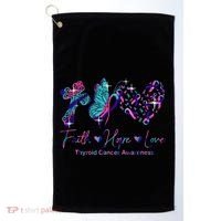 Faith Hope Love Ribbon Thyroid Cancer Awareness Golf Towel thumb 0
