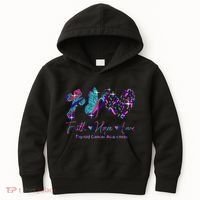 Faith Hope Love Ribbon Thyroid Cancer Awareness Kids Hoodie thumb 0