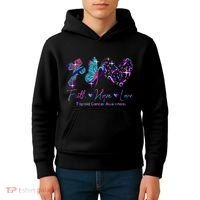 Faith Hope Love Ribbon Thyroid Cancer Awareness Kids Hoodie thumb 4