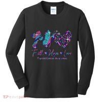 Faith Hope Love Ribbon Thyroid Cancer Awareness Kids Long Sleeve Shirt thumb 0