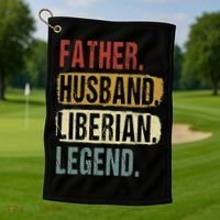 Father Husband Liberian Legend Liberia Dad Fathers Day Golf Towel thumb 1