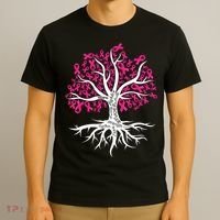 Faith Hope Love Tree Pink Ribbon Breast Cancer Awareness T-Shirt thumb 3