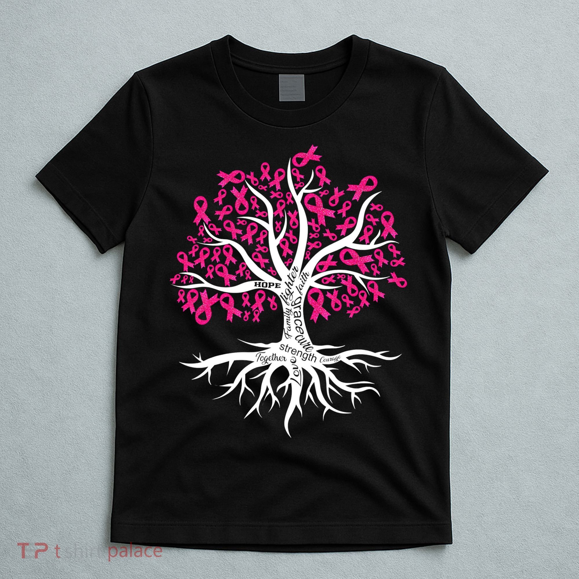 Faith Hope Love Tree Pink Ribbon Breast Cancer Awareness T-Shirt