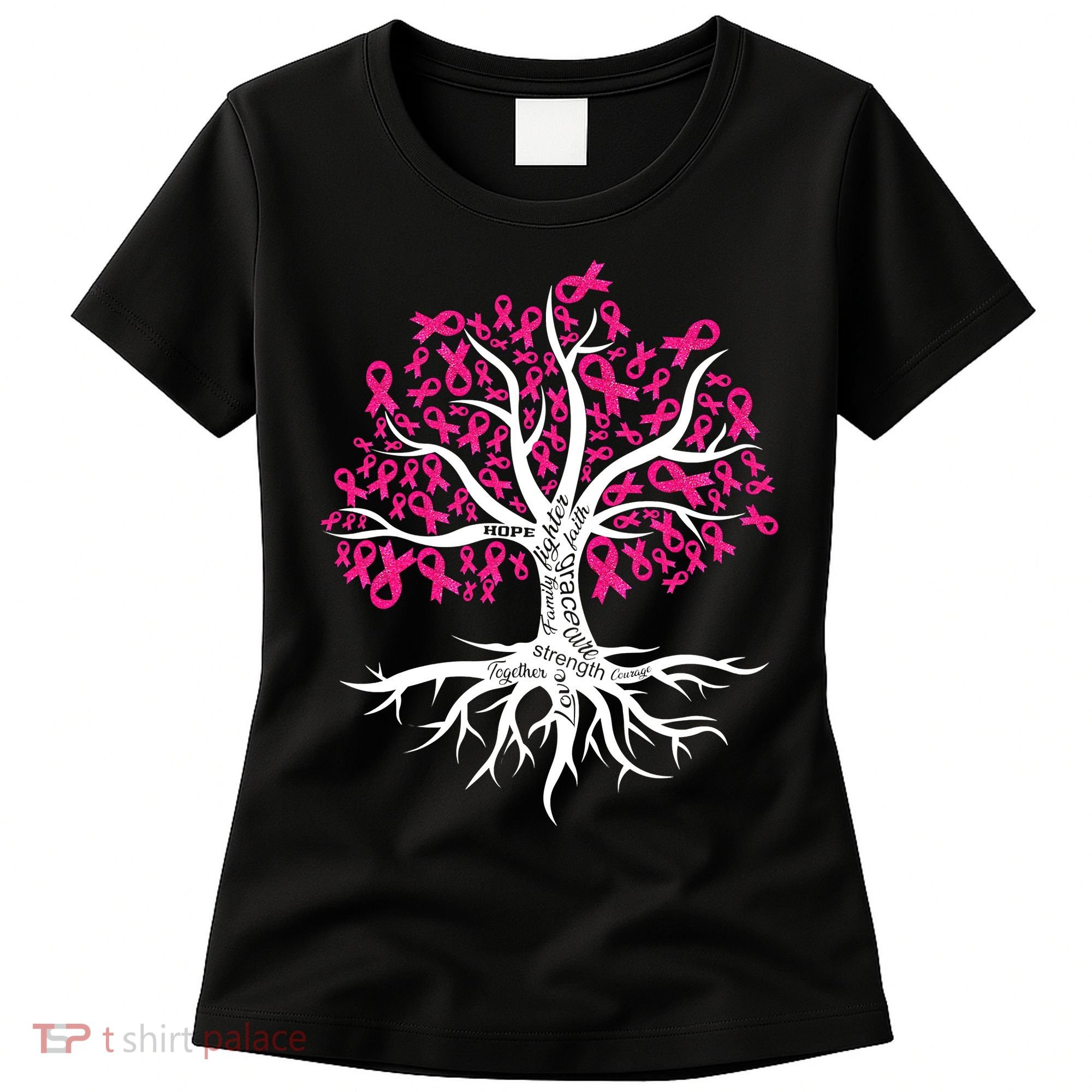 Faith Hope Love Tree Pink Ribbon Breast Cancer Awareness Women's T-Shirt