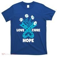 Faith Hope Love Cure Ovarian Cancer Awareness Teal Ribbon Meaningful Gift T-Shirt thumb 0