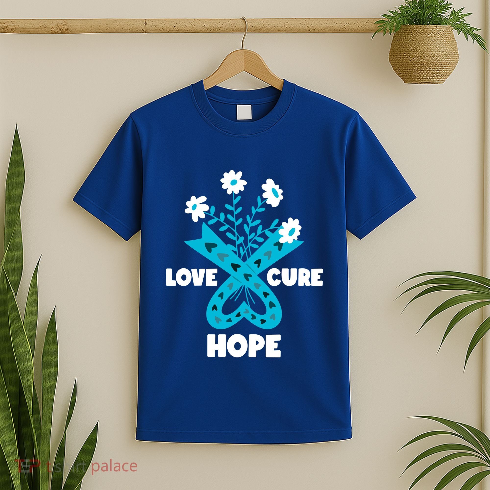 Faith Hope Love Cure Ovarian Cancer Awareness Teal Ribbon Meaningful Gift T-Shirt