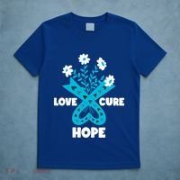 Faith Hope Love Cure Ovarian Cancer Awareness Teal Ribbon Meaningful Gift T-Shirt thumb 5