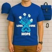 Faith Hope Love Cure Ovarian Cancer Awareness Teal Ribbon Meaningful Gift T-Shirt thumb 6