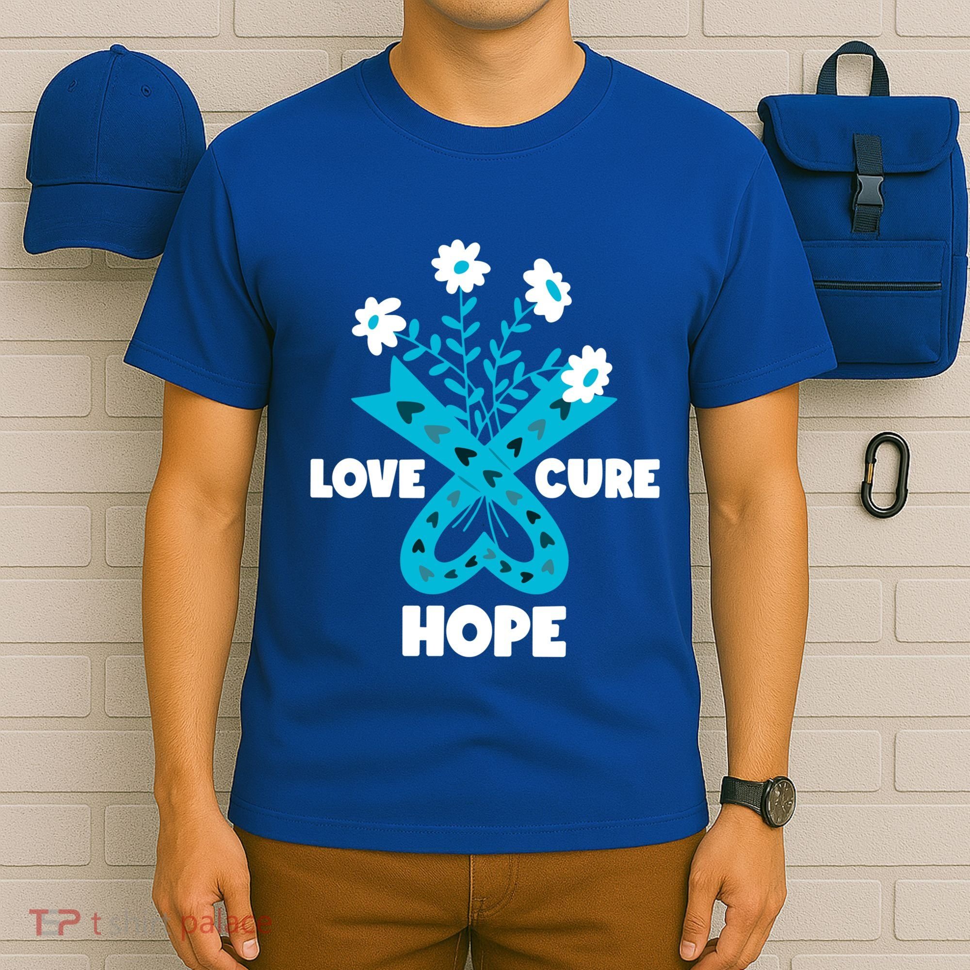 Faith Hope Love Cure Ovarian Cancer Awareness Teal Ribbon Meaningful Gift T-Shirt