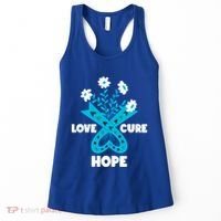 Faith Hope Love Cure Ovarian Cancer Awareness Teal Ribbon Meaningful Gift Women's Tank Top thumb 0