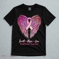 Faith Hope Love Breast Cancer Awareness Winged Pink Ribbon T-Shirt thumb 5