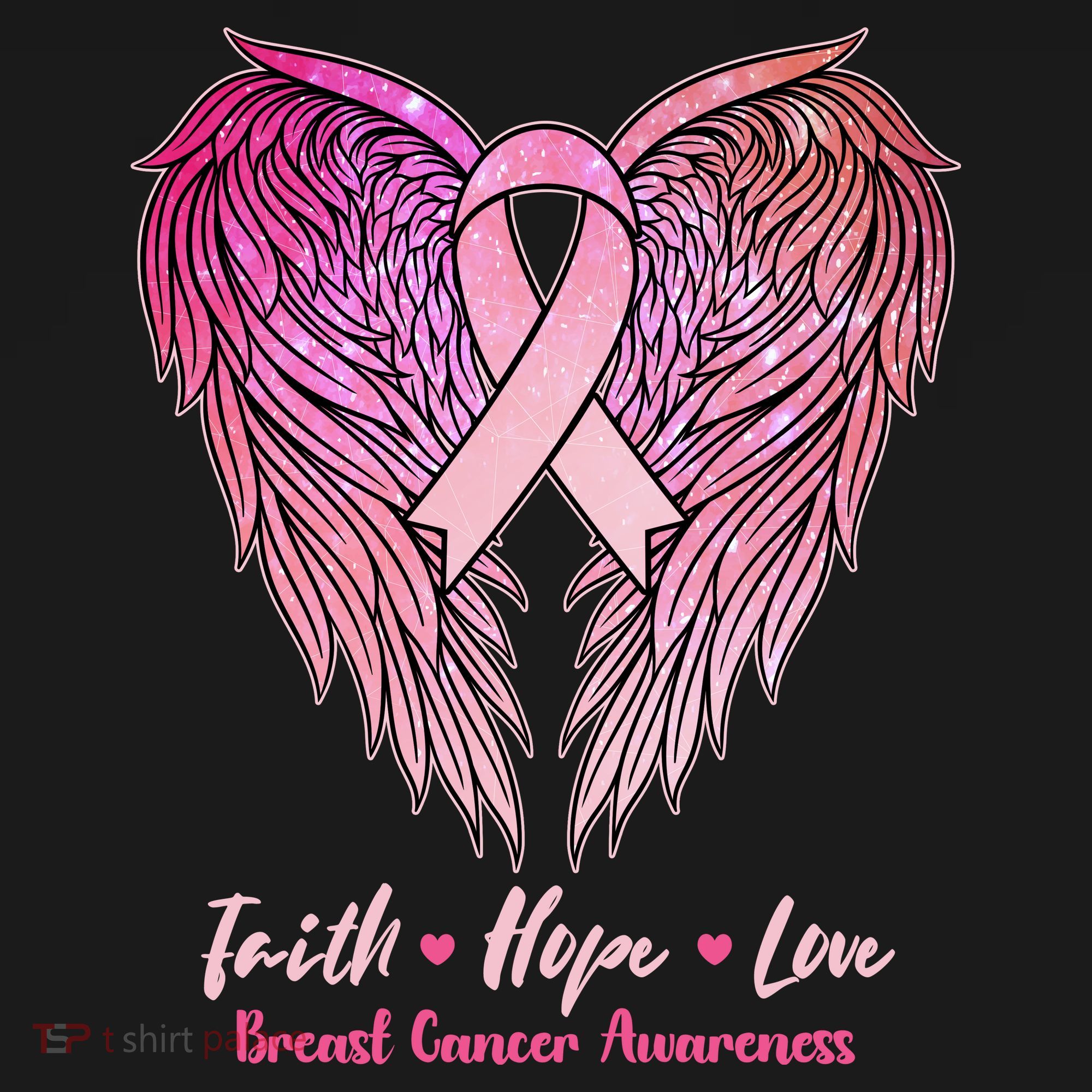 Faith Hope Love Breast Cancer Awareness Winged Pink Ribbon Women's Tank Top
