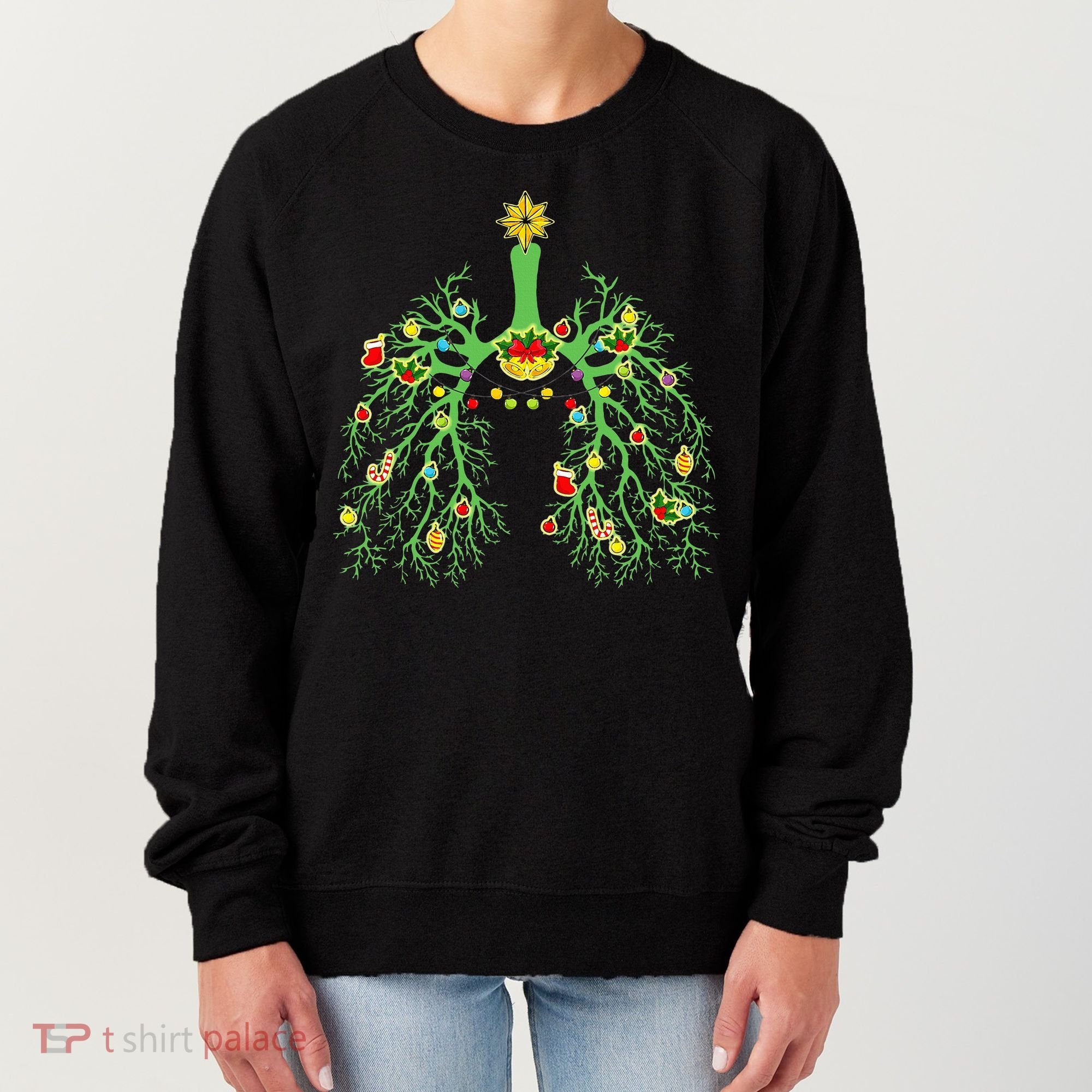 Festive Holiday Lung Ornament for Respiratory Therapists Women's Sweatshirt