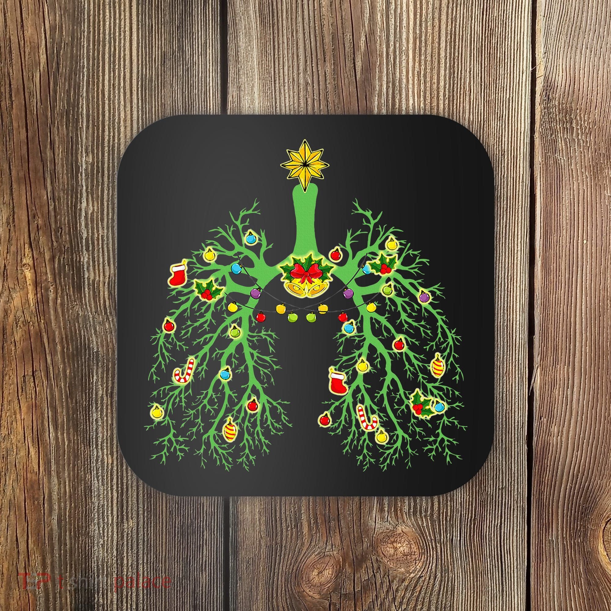 Festive Holiday Lung Ornament for Respiratory Therapists Coaster
