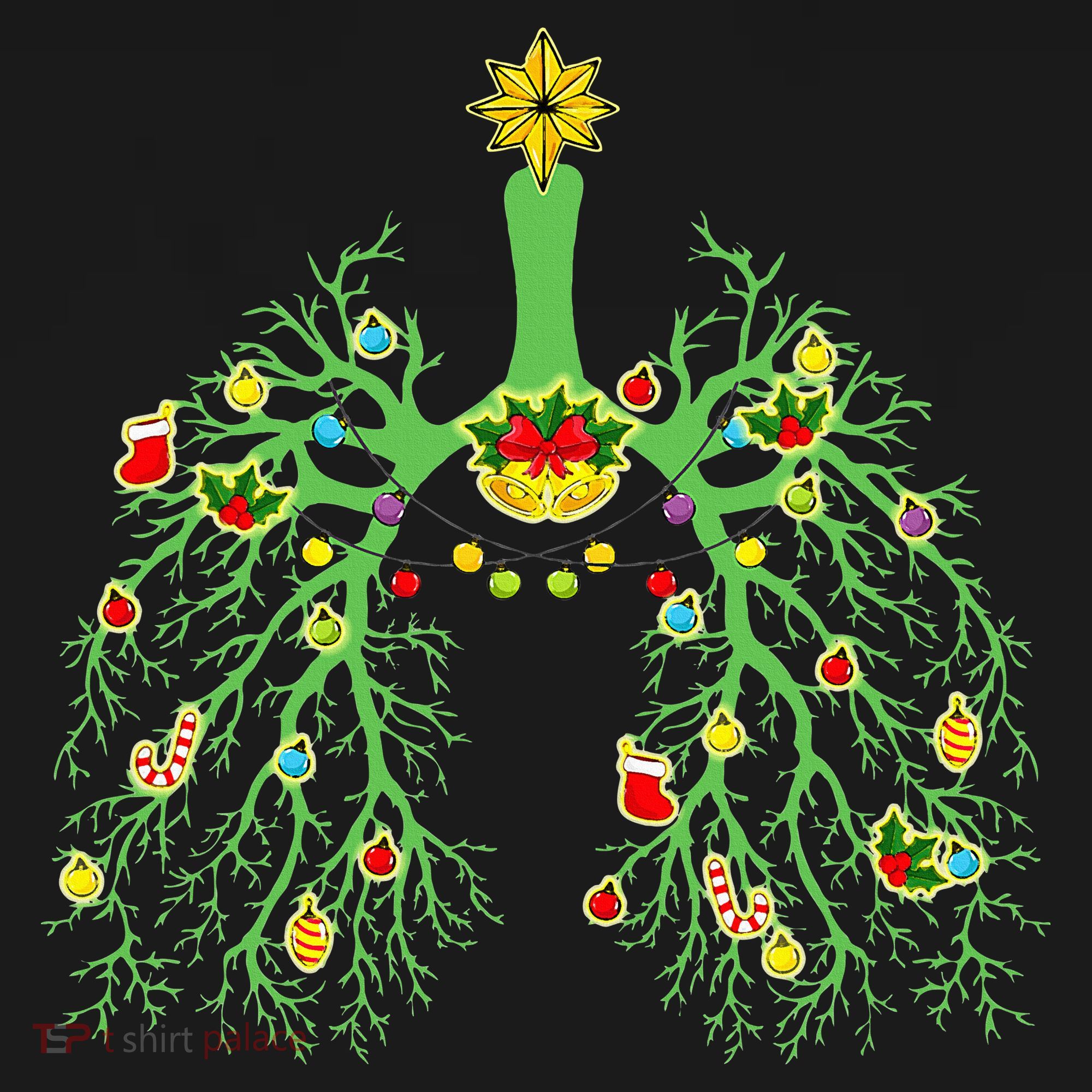 Festive Holiday Lung Ornament for Respiratory Therapists Coaster