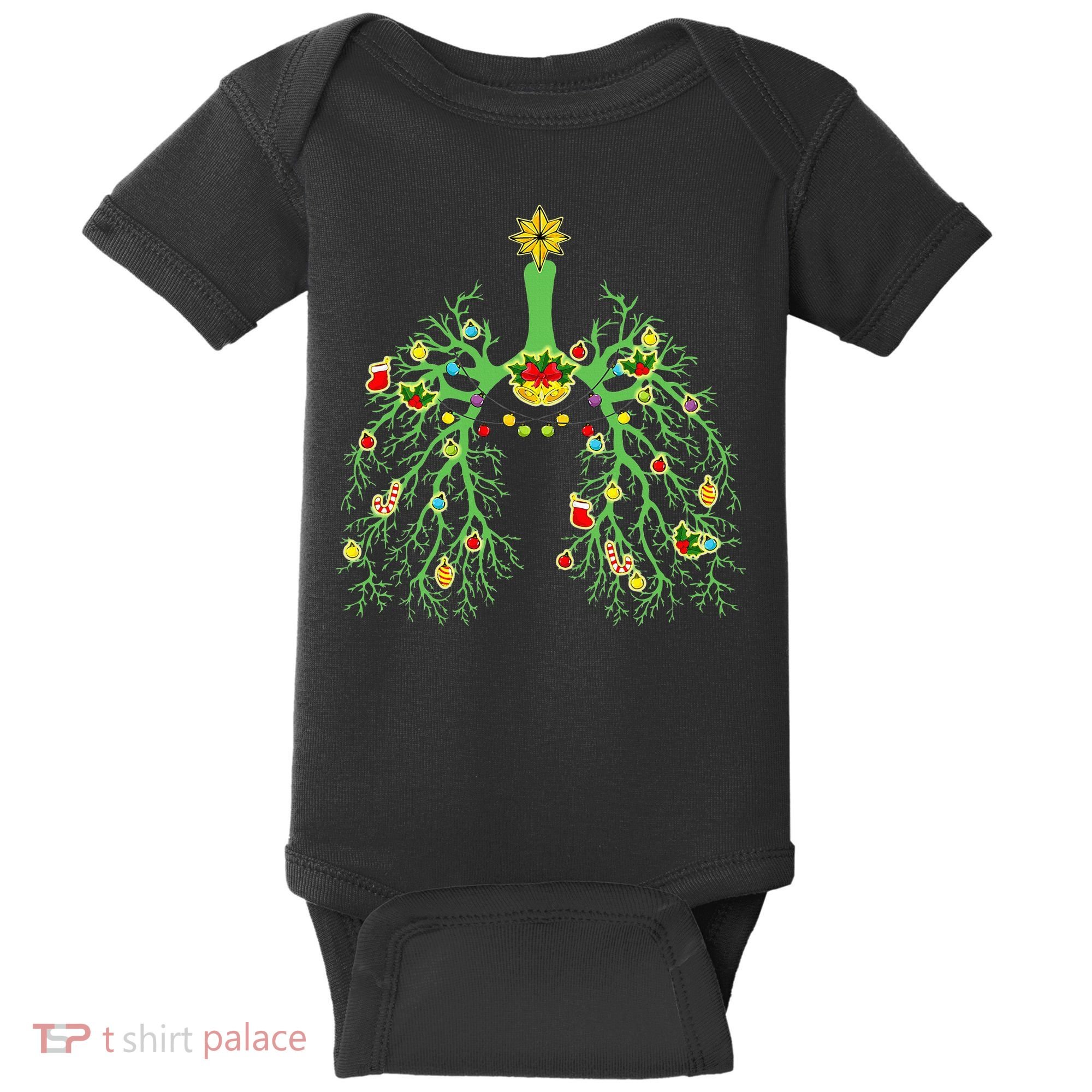 Festive Holiday Lung Ornament for Respiratory Therapists Baby Bodysuit