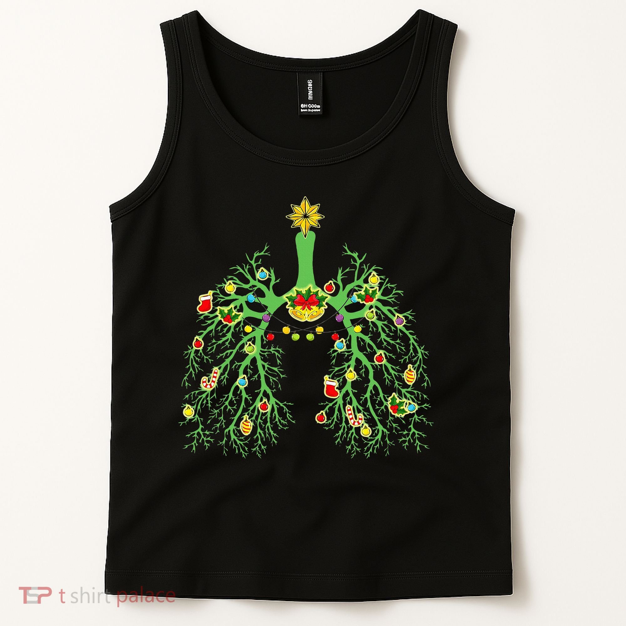Festive Holiday Lung Ornament for Respiratory Therapists Tank Top