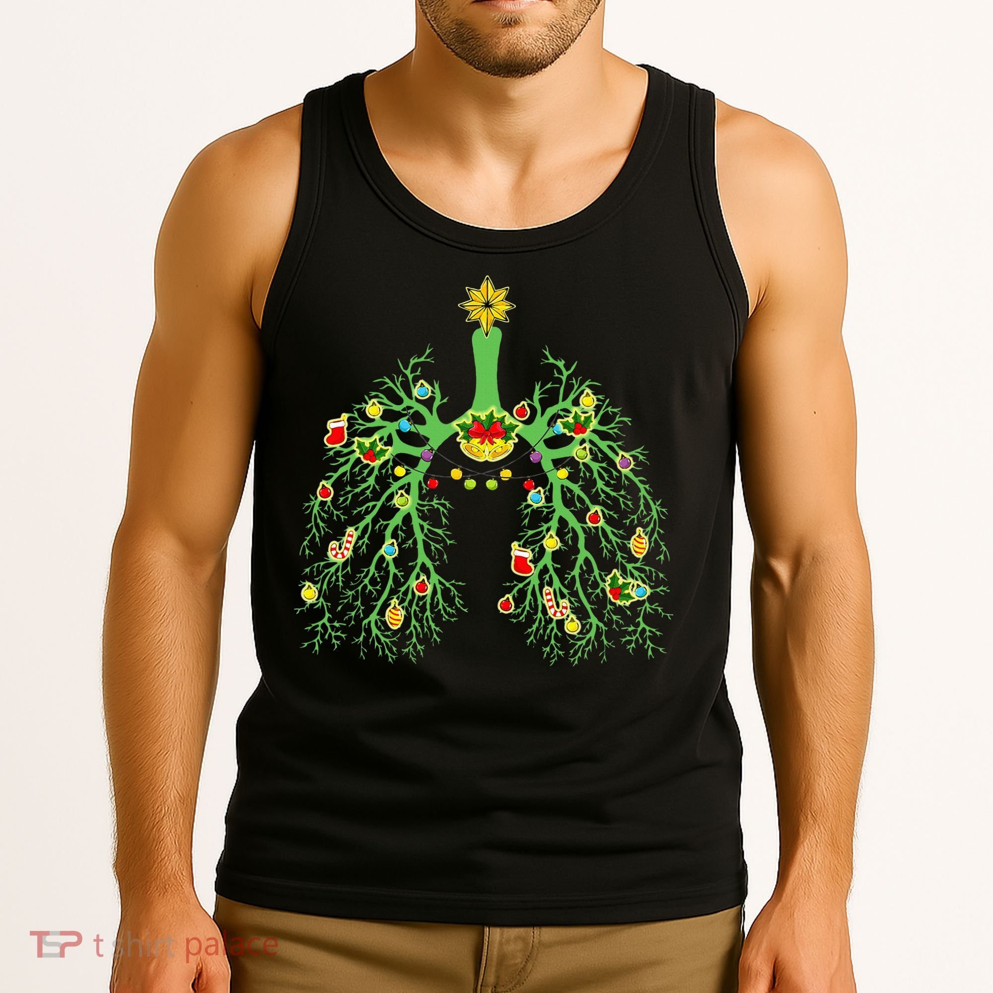 Festive Holiday Lung Ornament for Respiratory Therapists Tank Top