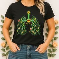 Festive Holiday Lung Ornament for Respiratory Therapists Women's T-Shirt thumb 2