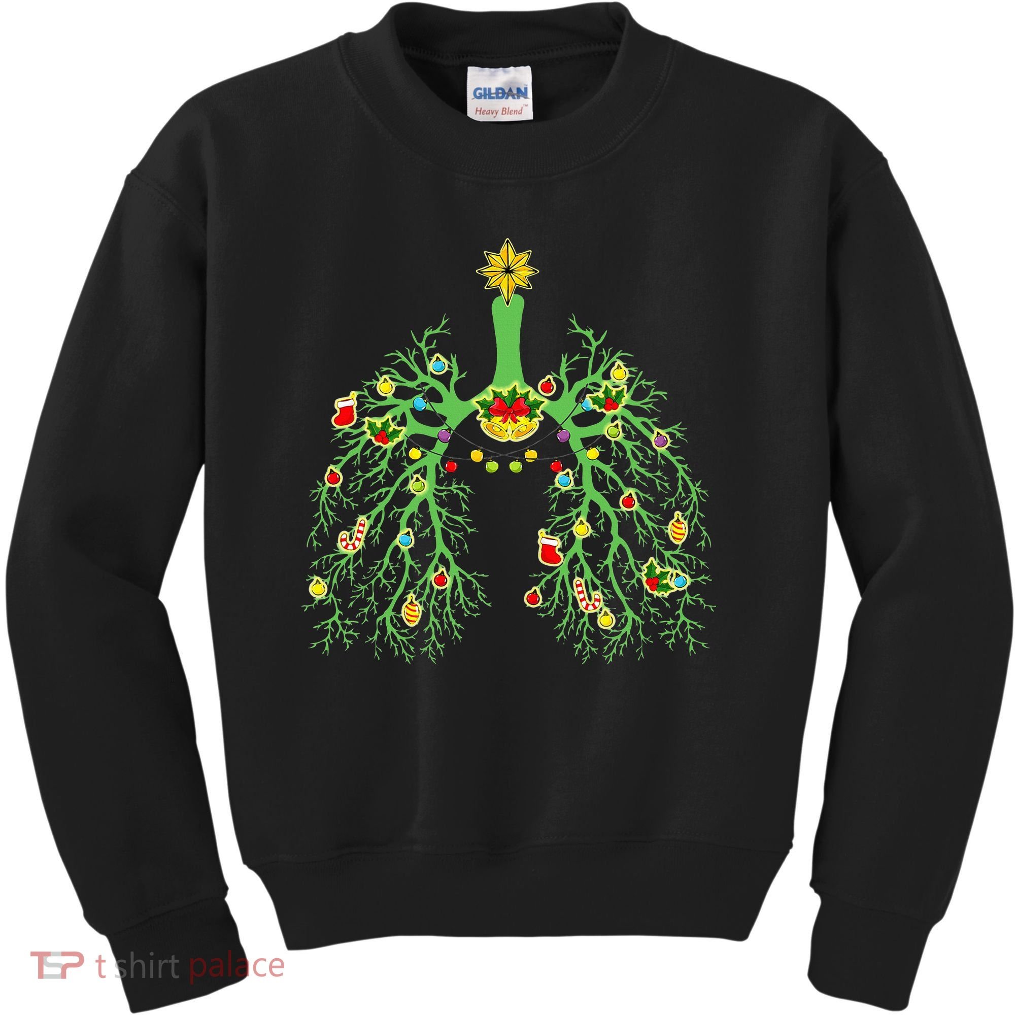 Festive Holiday Lung Ornament for Respiratory Therapists Kids Sweatshirt