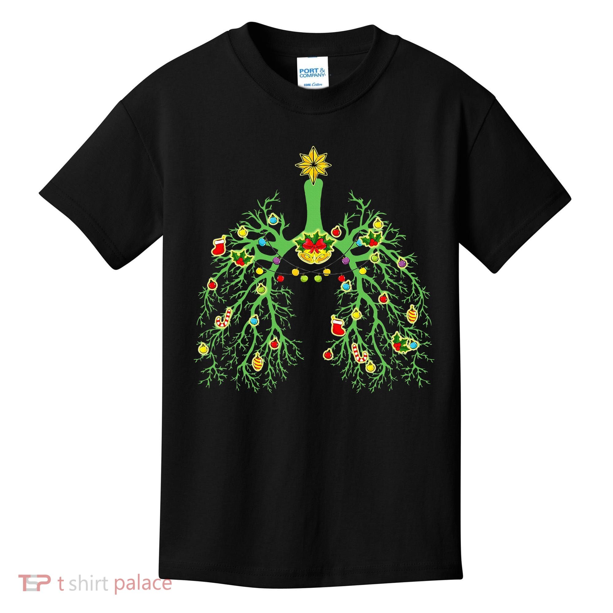 Festive Holiday Lung Ornament for Respiratory Therapists Kids T-Shirt